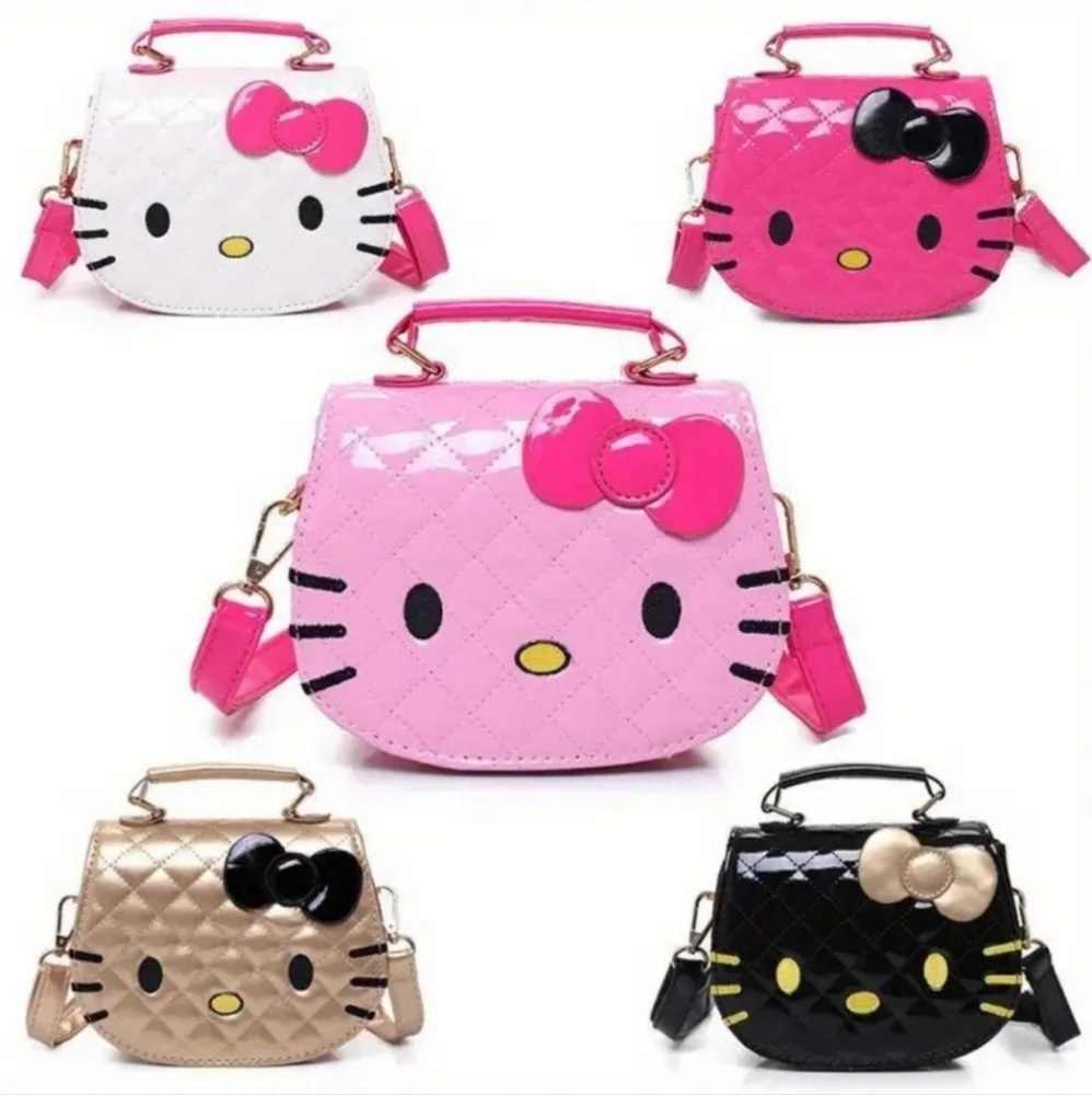 Hello Kitty Quilted Hot Pink w/ Black Bow  Crossbody Shoulder Bag - Picture 3 of 3